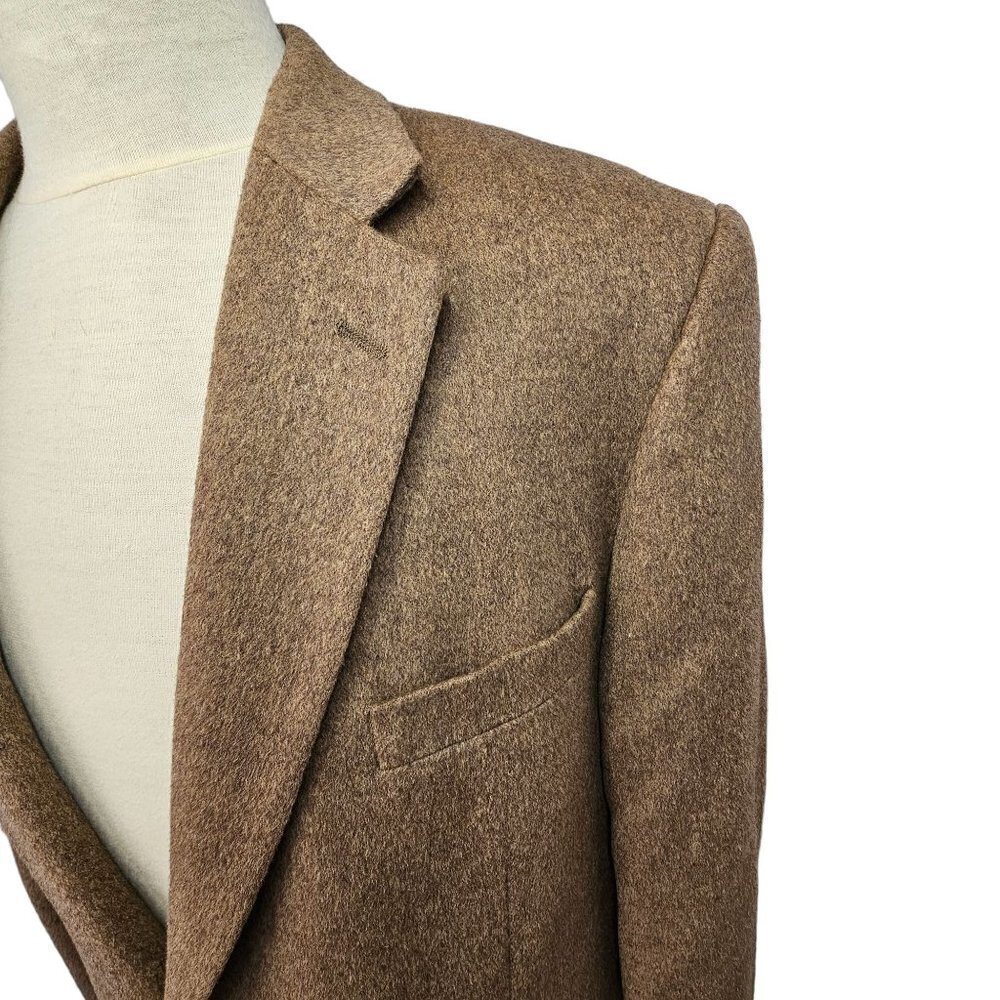 W H Belk 100% Camelhair 2 Btn Sport Coat Mens Size 44L 3" Lapel Tan Color 70s-80